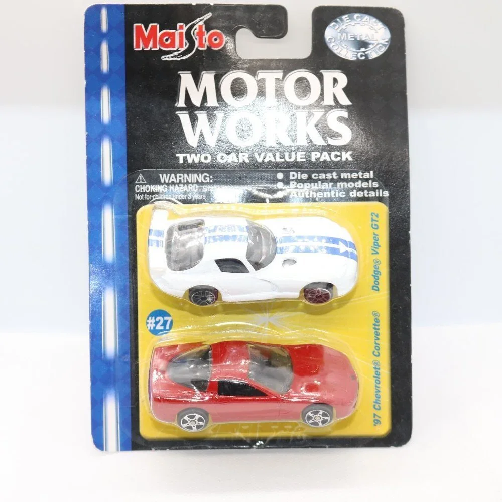 Maisto Motor Works #27 1997 Corvette & Dodge Viper GT2 new old stock